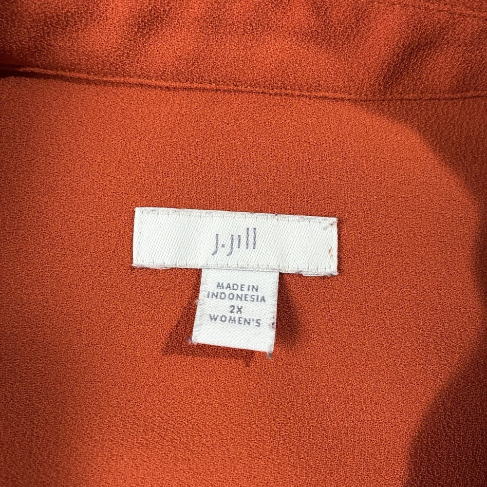 J Jill Long Sleeve Button Up Blouse Burnt Orange Women's 2X Career Basic Classic - Picture 5 of 12